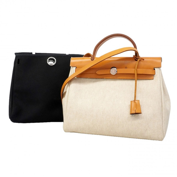 HERMES Handbags - Hermes Herbag PM handbag, Toile H, natural, □E stamp, 2-way bag for women